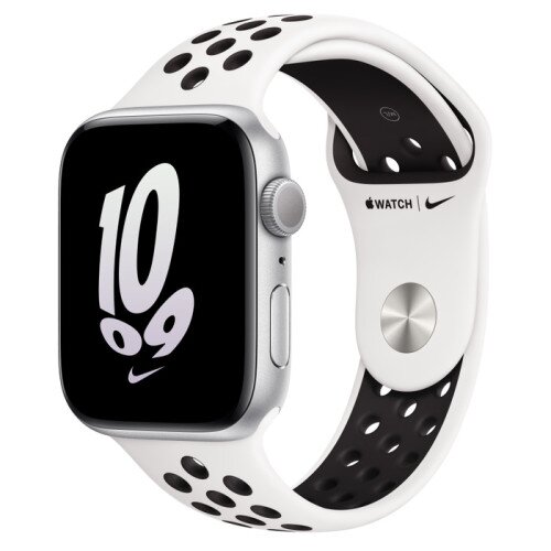 Apple Watch SE (2nd Gen) Silver Aluminum Case with Nike Sport Band - Summit White/Black - 44mm - S/M