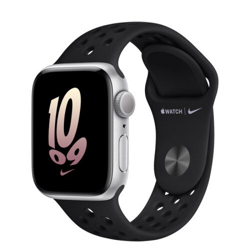 Apple Watch SE (2nd Gen) Silver Aluminum Case with Nike Sport Band - Black - 40mm - S/M