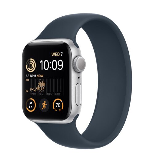 Apple Watch SE (2nd Gen) Silver Aluminum Case with Solo Loop - Storm Blue - 40mm - Size-5