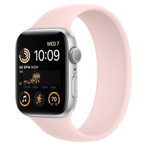 Apple Watch SE (2nd Gen) Silver Aluminum Case with Solo Loop - Chalk Pink - 44mm - Size-8