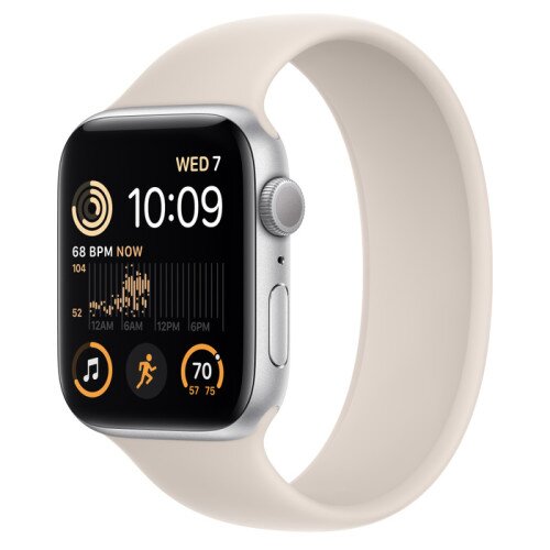 Apple Watch SE (2nd Gen) Silver Aluminum Case with Solo Loop - Starlight - 44mm - Size-6