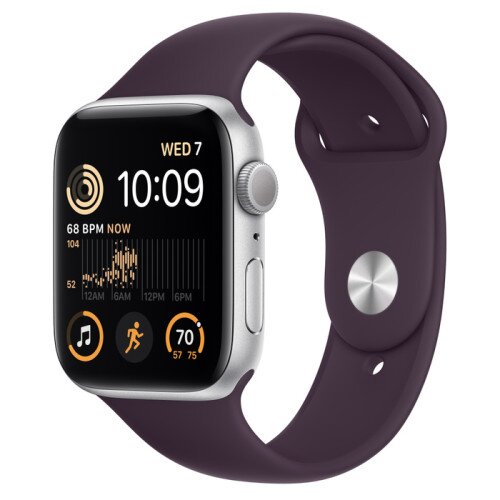Apple Watch SE (2nd Gen) Silver Aluminum Case with Sport Band - Elderberry - 44mm - S/M