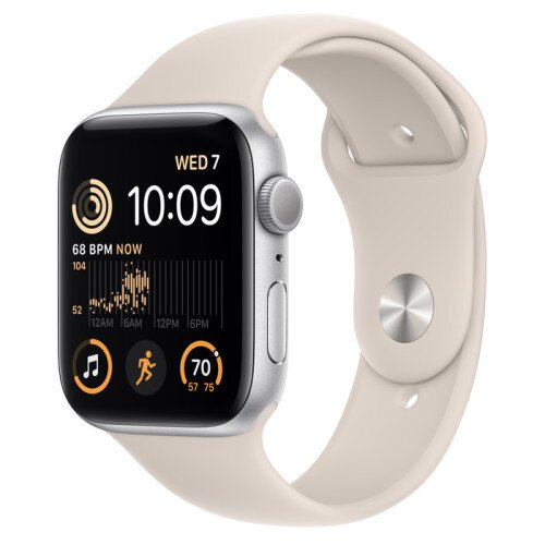Apple Watch SE (2nd Gen) Silver Aluminum Case with Sport Band - Starlight - 44mm - M/L