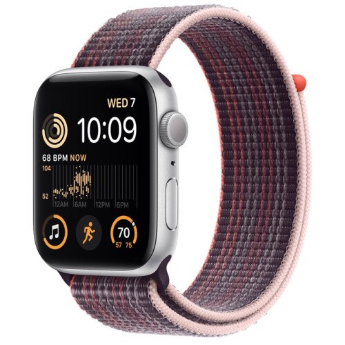 Apple Watch SE (2nd Gen) Silver Aluminum Case with Sport Loop - Elderberry - 44mm - Size-1