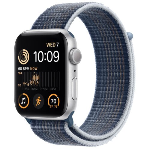 Apple Watch SE (2nd Gen) Silver Aluminum Case with Sport Loop - Storm Blue - 44mm - Size-1
