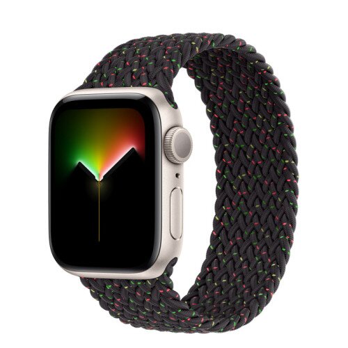 Apple Watch SE (2nd Gen) Starlight Aluminum Case with Braided Solo Loop - Black Unity - 40mm - Size-1