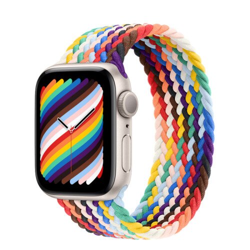 Apple Watch SE (2nd Gen) Starlight Aluminum Case with Braided Solo Loop - Pride Edition - 40mm - Size-5
