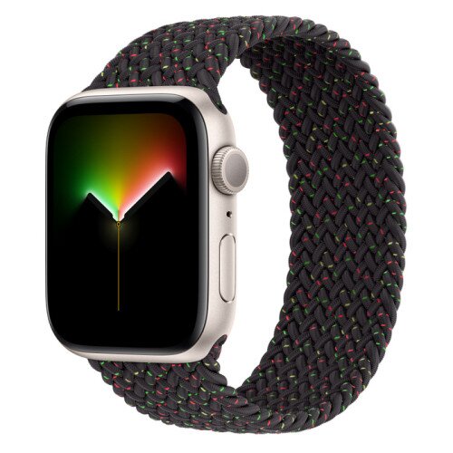 Apple Watch SE (2nd Gen) Starlight Aluminum Case with Braided Solo Loop - Black Unity - 44mm - Size-8