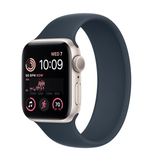 Apple Watch SE (2nd Gen) Starlight Aluminum Case with Solo Loop - Storm Blue - 40mm - Size-1