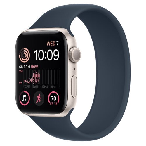 Apple Watch SE (2nd Gen) Starlight Aluminum Case with Solo Loop - Storm Blue - 44mm - Size-4