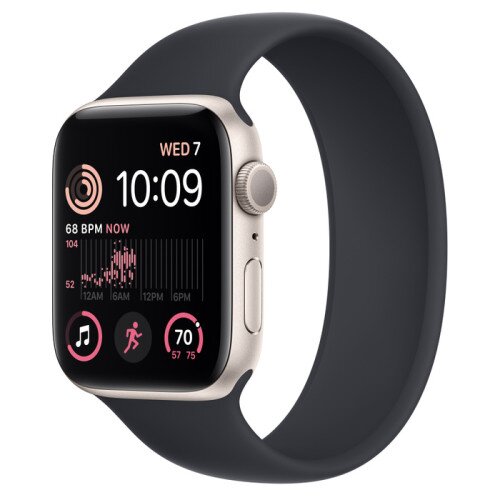 Apple Watch SE (2nd Gen) Starlight Aluminum Case with Solo Loop - Midnight - 44mm - Size-10