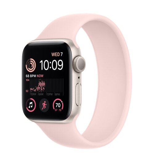Apple Watch SE (2nd Gen) Starlight Aluminum Case with Solo Loop - Chalk Pink - 40mm - Size-8
