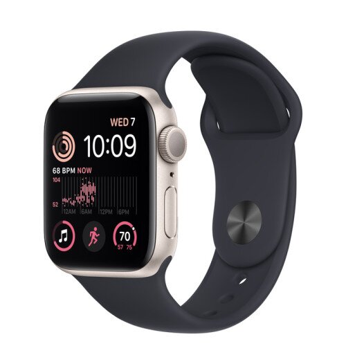 Apple Watch SE (2nd Gen) Starlight Aluminum Case with Sport Band - Midnight - 40mm - S/M