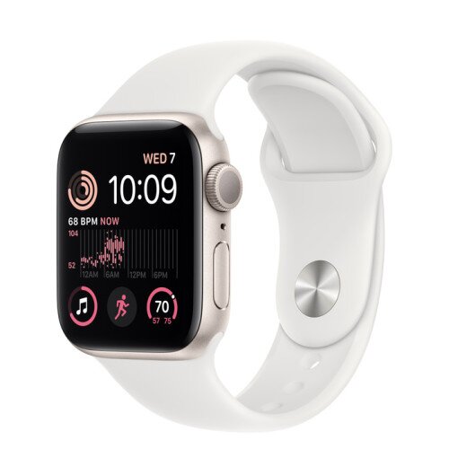 Apple Watch SE (2nd Gen) Starlight Aluminum Case with Sport Band - White - 40mm - M/L