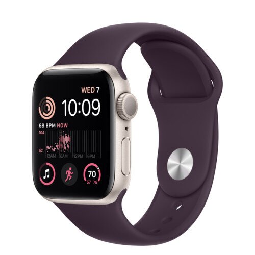Apple Watch SE (2nd Gen) Starlight Aluminum Case with Sport Band - Elderberry - 40mm - S/M