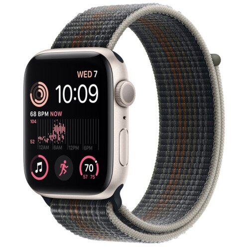 Apple Watch SE (2nd Gen) Starlight Aluminum Case with Sport Loop - Midnight - 44mm - Size-1