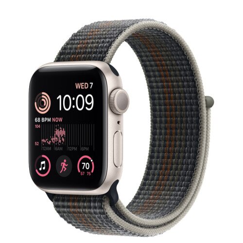 Apple Watch SE (2nd Gen) Starlight Aluminum Case with Sport Loop - Midnight - 40mm - Size-1