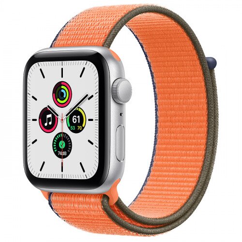 Apple Watch SE Silver Aluminum Case with Sport Loop - 44mm - Kumquat