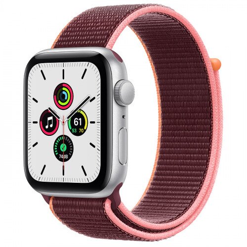 Apple Watch SE Silver Aluminum Case with Sport Loop - 44mm - Plum