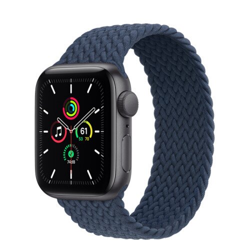 Apple Watch SE Space Gray Aluminum Case with Braided Solo Loop - Abyss Blue - 40mm - 1