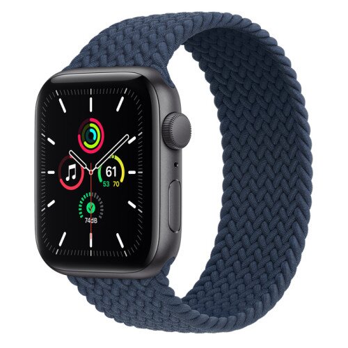 Apple Watch SE Space Gray Aluminum Case with Braided Solo Loop - Abyss Blue - 44mm - 12