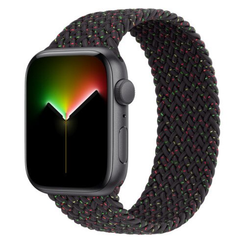 Apple Watch SE Space Gray Aluminum Case with Braided Solo Loop - Black Unity - 44mm - 12