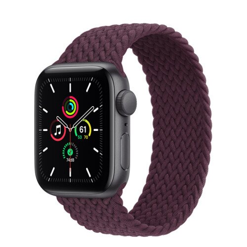 Apple Watch SE Space Gray Aluminum Case with Braided Solo Loop - Dark Cherry - 40mm - 5