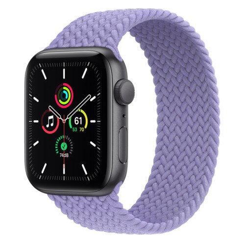 Apple Watch SE Space Gray Aluminum Case with Braided Solo Loop - English Lavender - 44mm - 10
