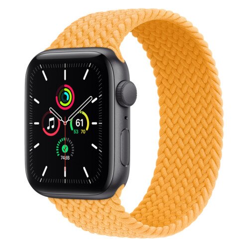 Apple Watch SE Space Gray Aluminum Case with Braided Solo Loop - Maize - 44mm - 4