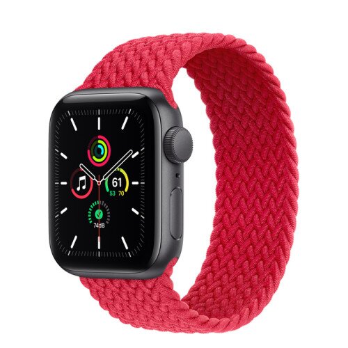 Apple Watch SE Space Gray Aluminum Case with Braided Solo Loop - Product Red - 40mm - 5