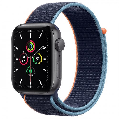 Apple Watch SE Space Gray Aluminum Case with Sport Loop - 44mm - Deep Navy