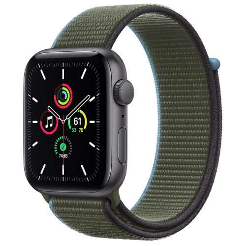 Apple Watch SE Space Gray Aluminum Case with Sport Loop - 44mm - Inverness Green