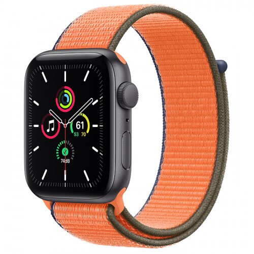 Apple Watch SE Space Gray Aluminum Case with Sport Loop - 44mm - Kumquat