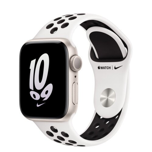 Apple Watch SE (2nd Gen) Starlight Aluminum Case with Nike Sport Band - Summit White/Black - 40mm - S/M