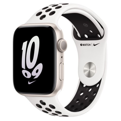 Apple Watch SE (2nd Gen) Starlight Aluminum Case with Nike Sport Band - Summit White/Black - 44mm - S/M