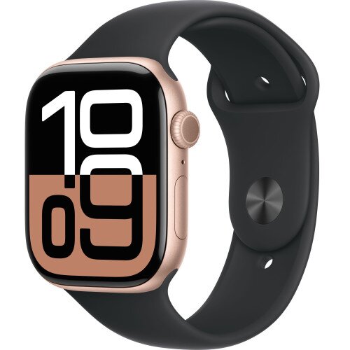 Apple Watch Series 10 - 46mm - M/L - Rose Gold Aluminum Case - Black