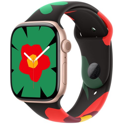 Apple Watch Series 10 - 46mm - S/M - Rose Gold Aluminum Case - Black Unity - Unity Bloom