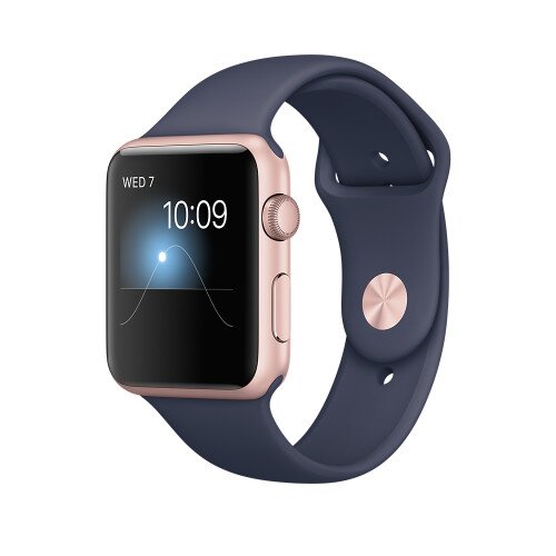Apple Watch Series 2 - 42mm - Rose Gold Aluminum Case - with Midnight Blue Sport Band