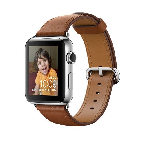 Apple Watch Series 2 - 42mm - Stainless Steel Case - with Saddle Brown Classic Buckle