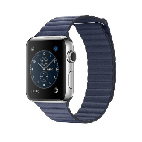 Apple Watch Series 2 Stainless Steel Case with Midnight Blue Leather Loop