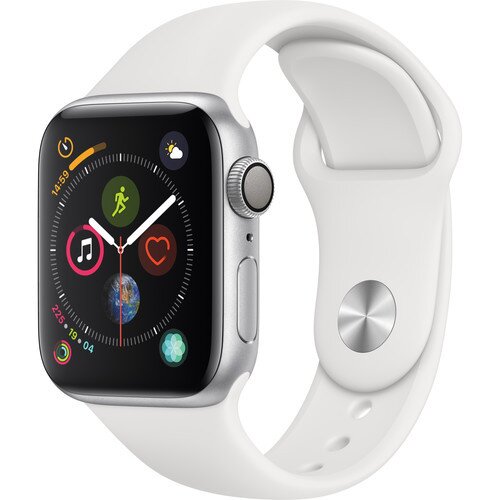 Apple Watch Series 4 - Silver Aluminum Case with White Sport Band - 40mm