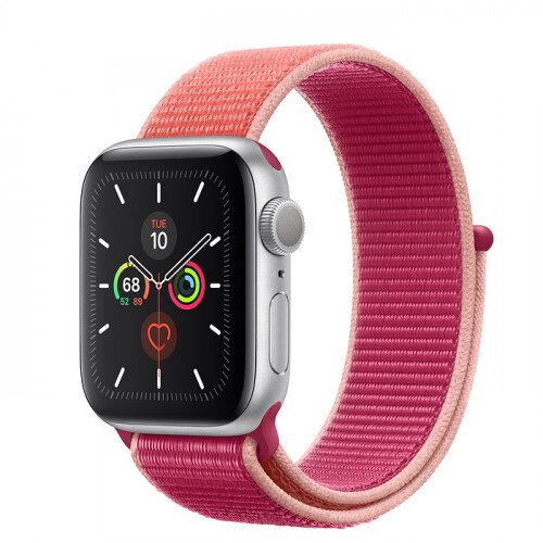 Apple Watch Series 5 with Pomegranate Sport Loop - Silver Aluminum Case - 40mm