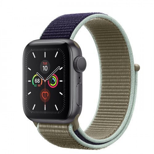 Apple Watch Series 5 with Khaki Sport Loop - Space Gray Aluminum Case - 40mm