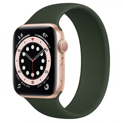 Apple Watch Series 6 Gold Aluminum Case with Solo Loop - 44mm - Size-12 - Cyprus Green