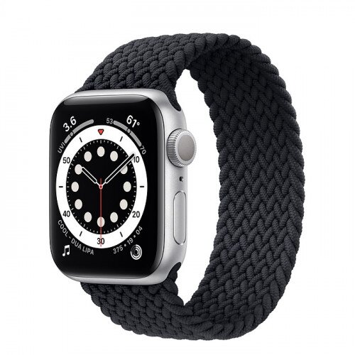 Apple Watch Series 6 Silver Aluminum Case with Braided Solo Loop - 40mm - Size-7 - Charcoal