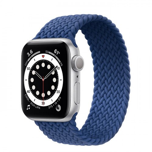 Apple Watch Series 6 Silver Aluminum Case with Braided Solo Loop - 40mm - Size-2 - Atlantic Blue