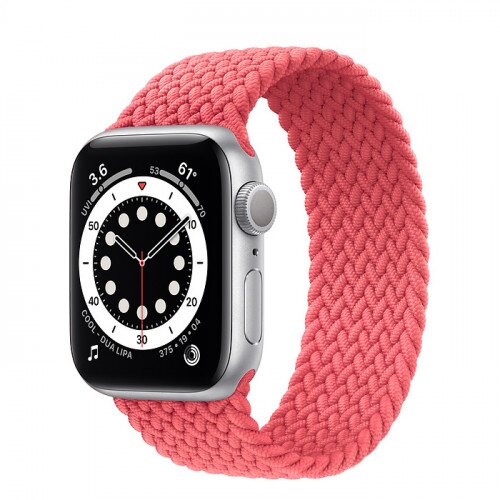 Apple Watch Series 6 Silver Aluminum Case with Braided Solo Loop - 40mm - Size-6 - Pink Punch
