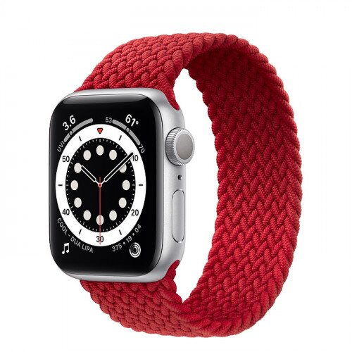 Apple Watch Series 6 Silver Aluminum Case with Braided Solo Loop - 40mm - Size-1 - Product Red