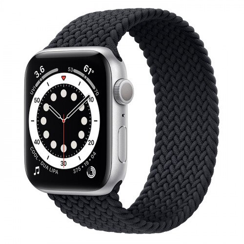 Apple Watch Series 6 Silver Aluminum Case with Braided Solo Loop - 44mm - Size-12 - Charcoal