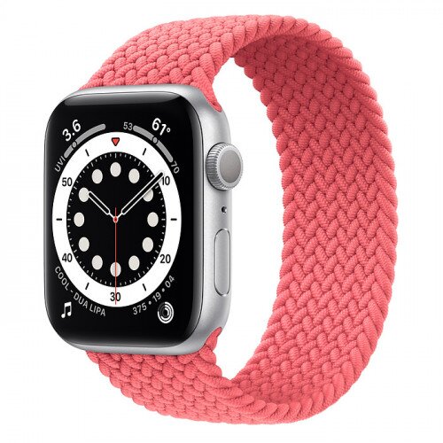 Apple Watch Series 6 Silver Aluminum Case with Braided Solo Loop - 44mm - Size-8 - Pink Punch